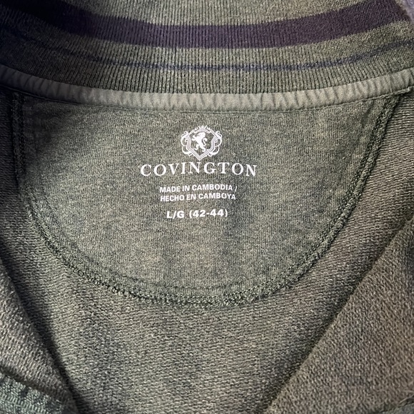 COVINGTON Olive Green Pullover Zipper V-Neck SZ Large - Picture 3 of 6